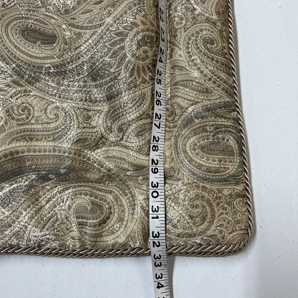 Croscill Standard Pillow Sham Set Gold Green Paisley Scroll Braided Trim Classic
